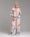 Akela | Scenic Print Button Front Shirt And Wide Leg Pants Set