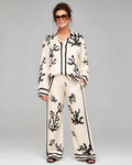 Omeni | Abstract Coastal Print Shirt And Wide Leg Pants Set