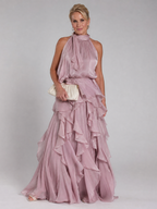 Melisande | Halter Neck Ruffle Tiered Maxi Dress