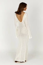 Kelsey | Breezy Flared Sleeve Open-Knit Maxi Dress