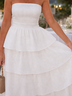Gemma | Strapless Smocked Bodice Midi Dress