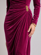 Samiol | Draped Cowl Neck Satin Midi Dress