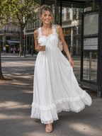 Leach | Sleeveless Ruffle Strap Flowing Skirt Midi Dress