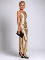 Zeima | One Shoulder Draped Satin Midi Dress