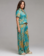 Zafim | Paisley Print Short Sleeve Top And Wide Leg Pants Set