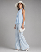 Sylmara | Halter Neck Flowing Top And Pleated Wide Leg Pants Set