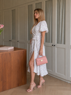 Otelene | Short Sleeve Wrap Floral Print Midi Dress