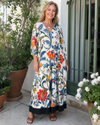 Avenelle | Botanical Scroll Print Everyday Pocket Midi Dress
