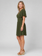 Earimen | Flutter Sleeve V Neck Mini Dress