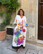 Florienne | Watercolor Bloom Print Flowing Pocket Midi Dress