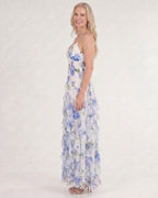 Vugeh | Watercolor Floral Ruffle Hem Sleeveless Midi Dress