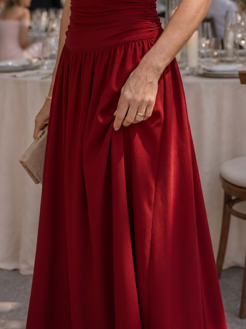 Zelene | Strapless Ruched Bodice Midi Dress