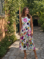 Flory | Floral Print Sleeveless Round Neck Midi Dress