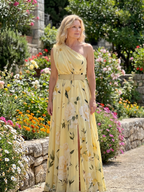 Manios | Floral Print One Shoulder Belted Maxi Dress