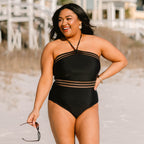Waves Crashing Swimsuit, Black