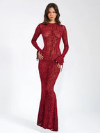 Lariza | Animal Print Semi-Sheer Sculpted Print Mesh Maxi