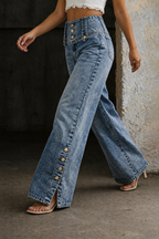 Mia | High Waist Slit Jeans