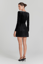 Kimberly | Opulent Black Embellished Velvet Mini Dress