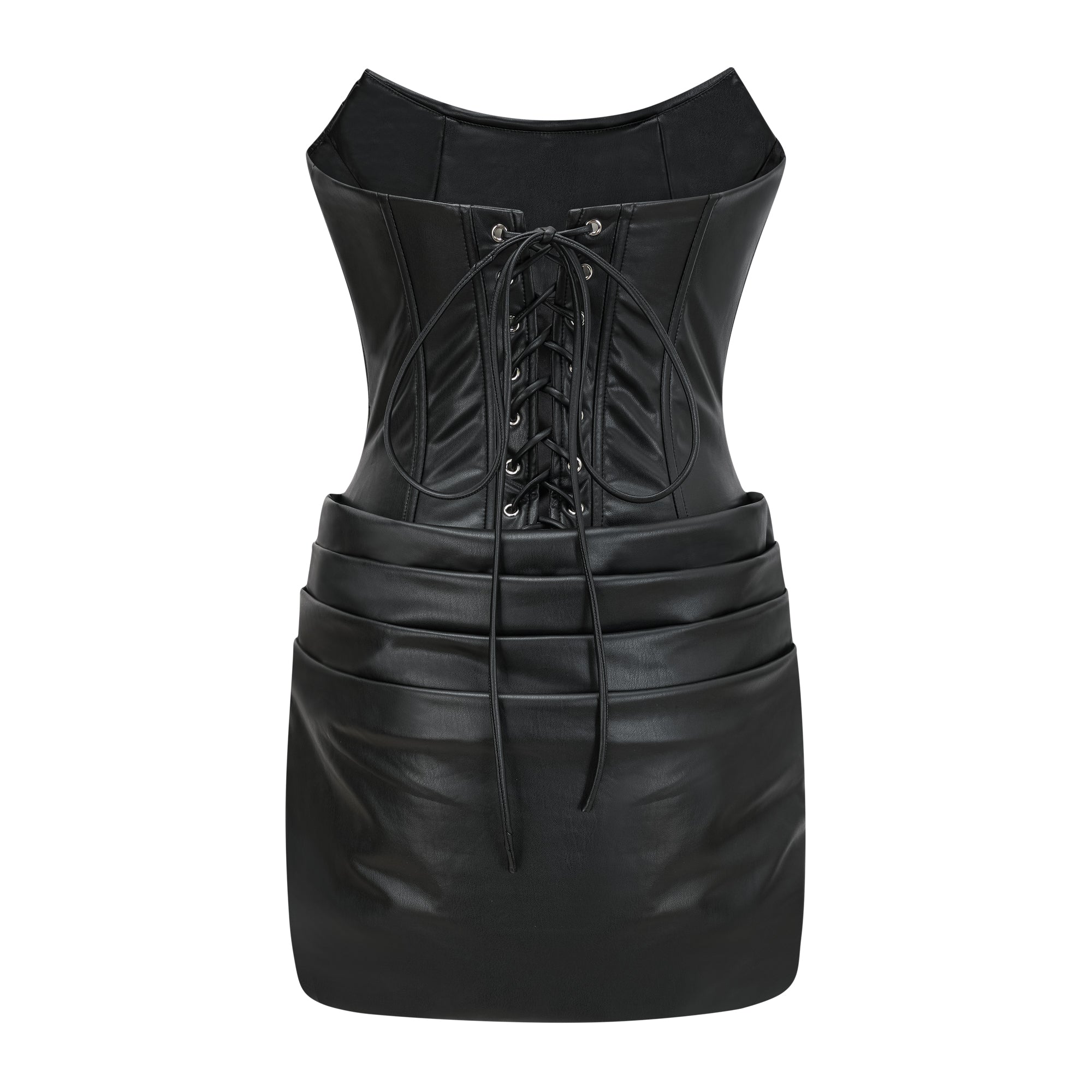 Agnes | Textured Faux Leather Off-the-Shoulder Mini Dress