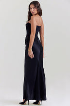 Stella | Strapless Satin Structured Bodice Maxi Dress