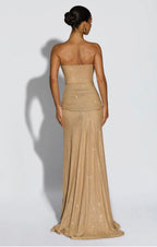 Giselle | Sculpted Silhouette Glittering Mesh Maxi Dress