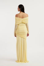 Helena | Off-The-Shoulder Mesh Drape Maxi Dress