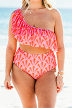 Let's Go Watch The Sunset Swim Top, Pink Geo