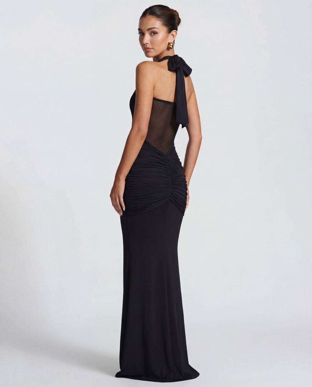 Valentina | Twisted Bust Sheer Mesh Maxi Dress