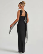 Ella | Strapless Sculpting Maxi Dress with Removable Mesh Scarf