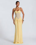 Rosabella |  Radiant Yellow Halter Neck Ruched Maxi Dress