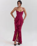 Mona | Cascading Ruffle Sweetheart Ruched Maxi Dress