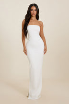 Darlene | White Sculpted Strapless Maxi Dress