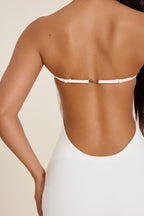 Darlene | White Sculpted Strapless Maxi Dress