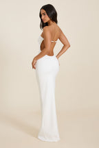 Darlene | White Sculpted Strapless Maxi Dress