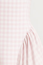 Nicolle | Retro Checkered Square-Neck Midi Dress