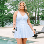 On The Sea Swim Dress, Blue Stripe