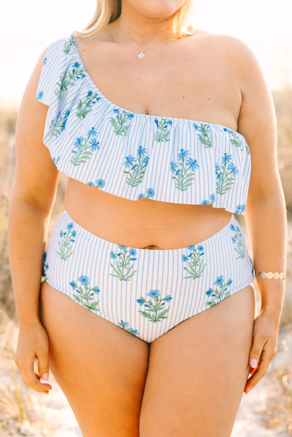 Poolside Petals Swim Bottom, Blue