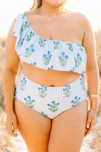 Poolside Petals Swim Top, Blue