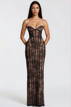 Urszula | Black Off-Shoulder Floral Lace Maxi Dress
