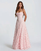 Sofia | Spaghetti Strap Straight Neckline Floral Lace Maxi Dress