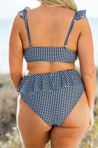 Sugar Sands Swim Top, Black/White Gingham
