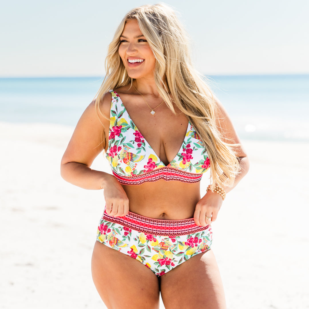 Take Me To The Beach Swim Top, White