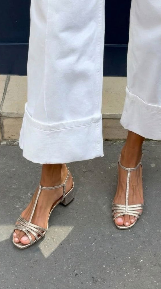 Metallic Heel Sandals