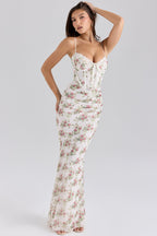 Flaws | Floral Lace Corset Bodycon Maxi Dress