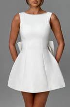 Kel | Sleeveless Pearl-Neckline Sculpted Mini Dress