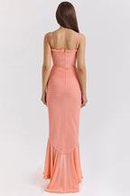 Mona | Cascading Ruffle Sweetheart Ruched Maxi Dress