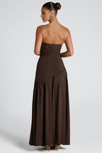 Donna | Asymmetrical Strapless Sculpted Maxi Dress