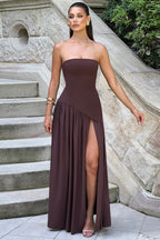 Donna | Asymmetrical Strapless Sculpted Maxi Dress