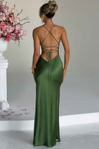 Alexia | Bias-Cut Plunging Satin Maxi Dress