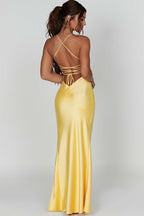Alexia | Bias-Cut Plunging Satin Maxi Dress